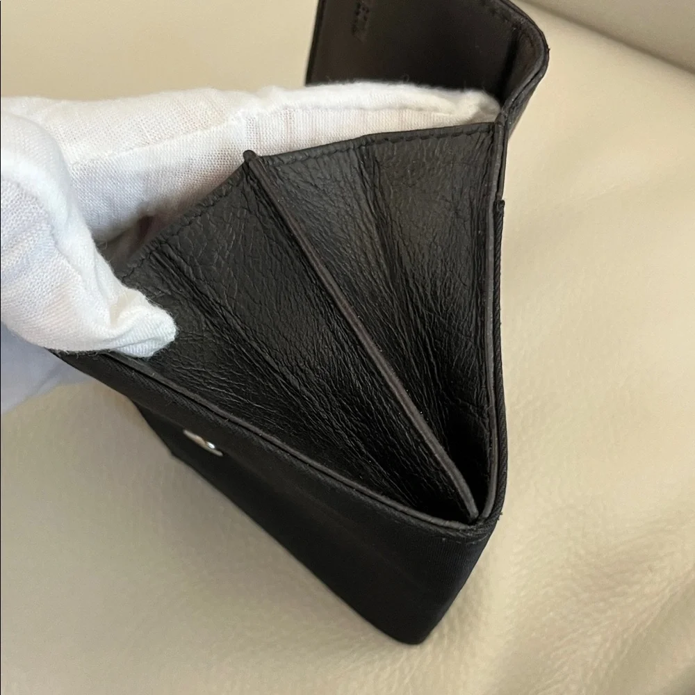 Prada Black Leather & Nylon Triangular Logo Compact Wallet - Picture 7 of 14